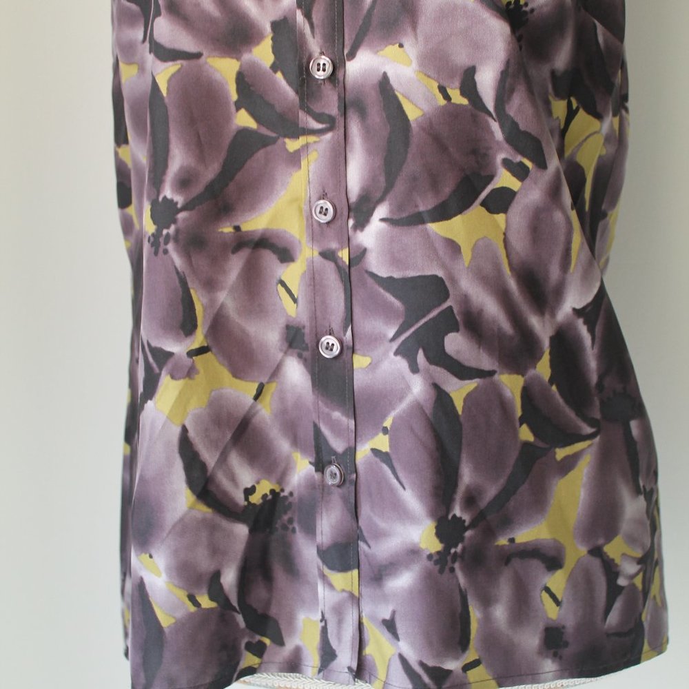 J Crew  Ruffled Floral Button Down Silk Size 4 - Picture 4 of 7